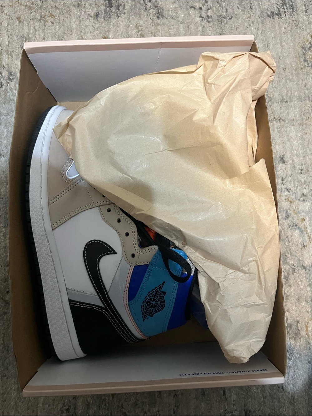 Jordan High-Top Sneakers in White, Black & Blue